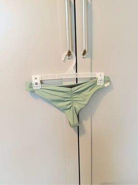 Imsy Light Sage Green & Olive Green Camo Reversible Cheeky Bikini Bottoms
